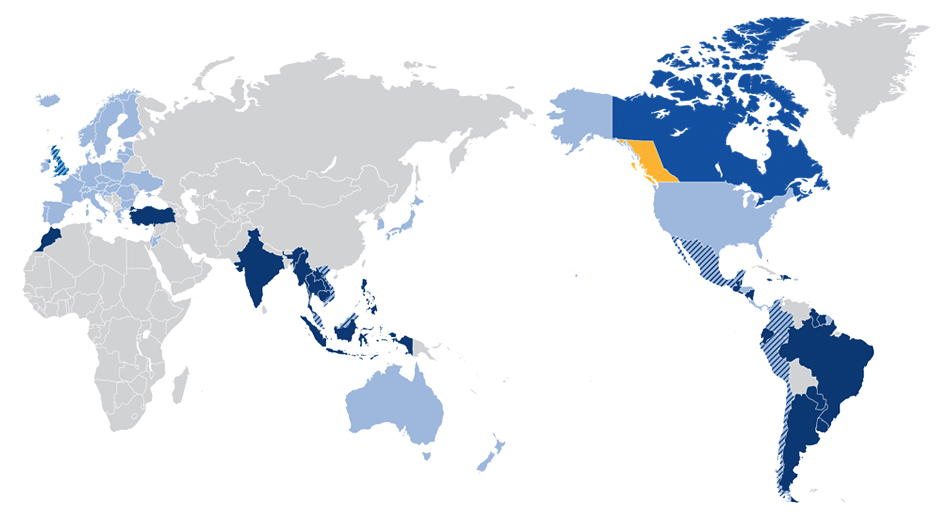 BCとカナダ自由貿易協定 地図に表示